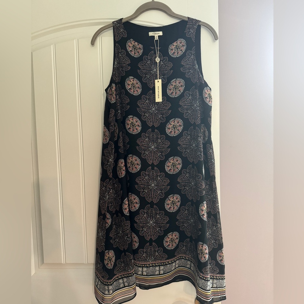 Max Studio Black Sleeveless Sundress Midi